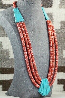 Turquoise & Spiny Oyster Necklace - Lupe Lovato