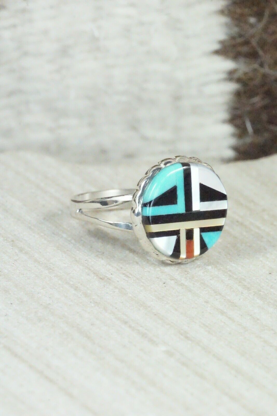 Multi Stone & Sterling Silver Ring - Ruddell Lonjose - Size 7.75