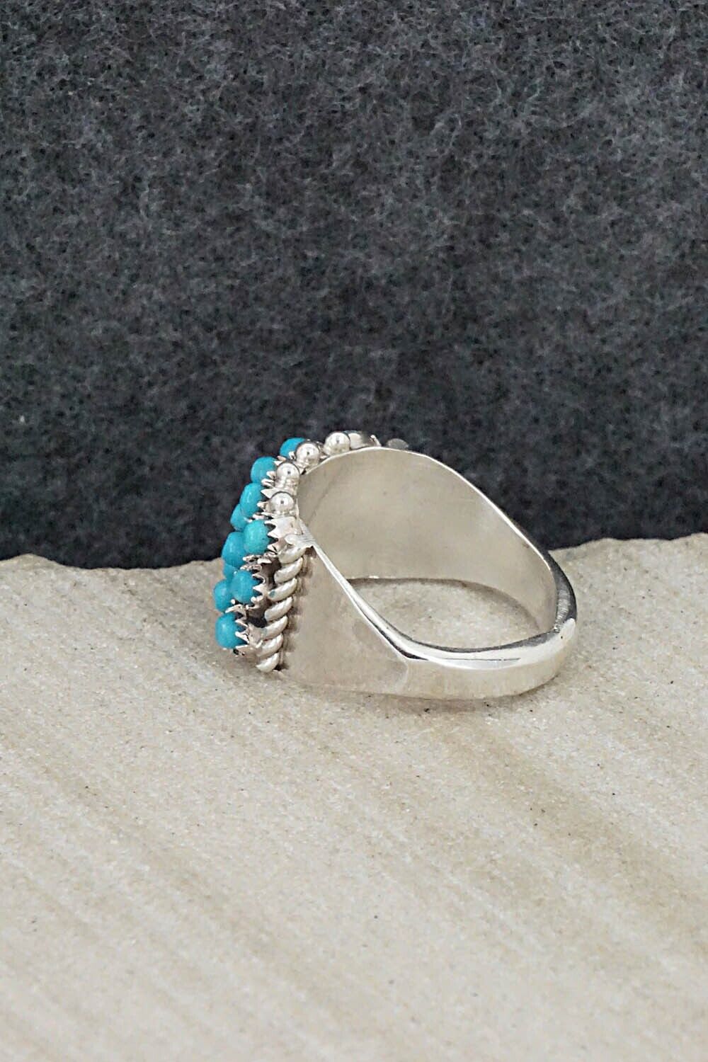 Turquoise & Sterling Silver Ring - April Haloo - Size 6