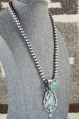 Turquoise and Sterling Silver Pendant & Necklace - Tom Lewis