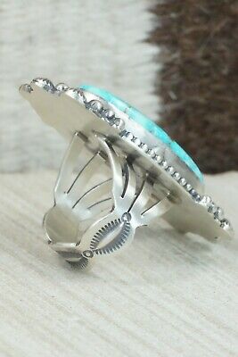 Turquoise & Sterling Silver Ring - Tom Lewis - Size 9