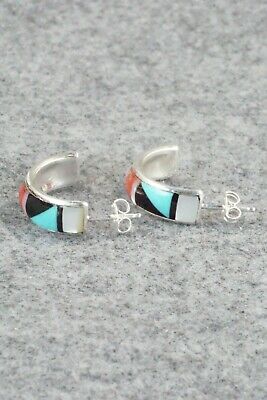 Multi Stone Inlay & Sterling Silver Earrings - Delberta Boone
