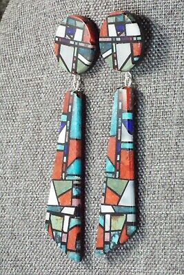 Multi Stone Inlay & Sterling Silver Earrings - Chris T. Nieto