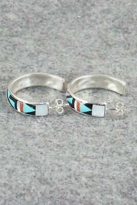 Multi Stone Inlay & Sterling Silver Earrings - Delberta Boone