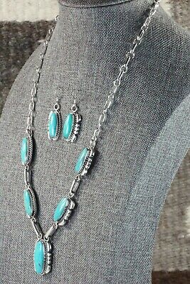 Navajo Turquoise & Sterling Silver Necklace and Earrings - Verley Betone