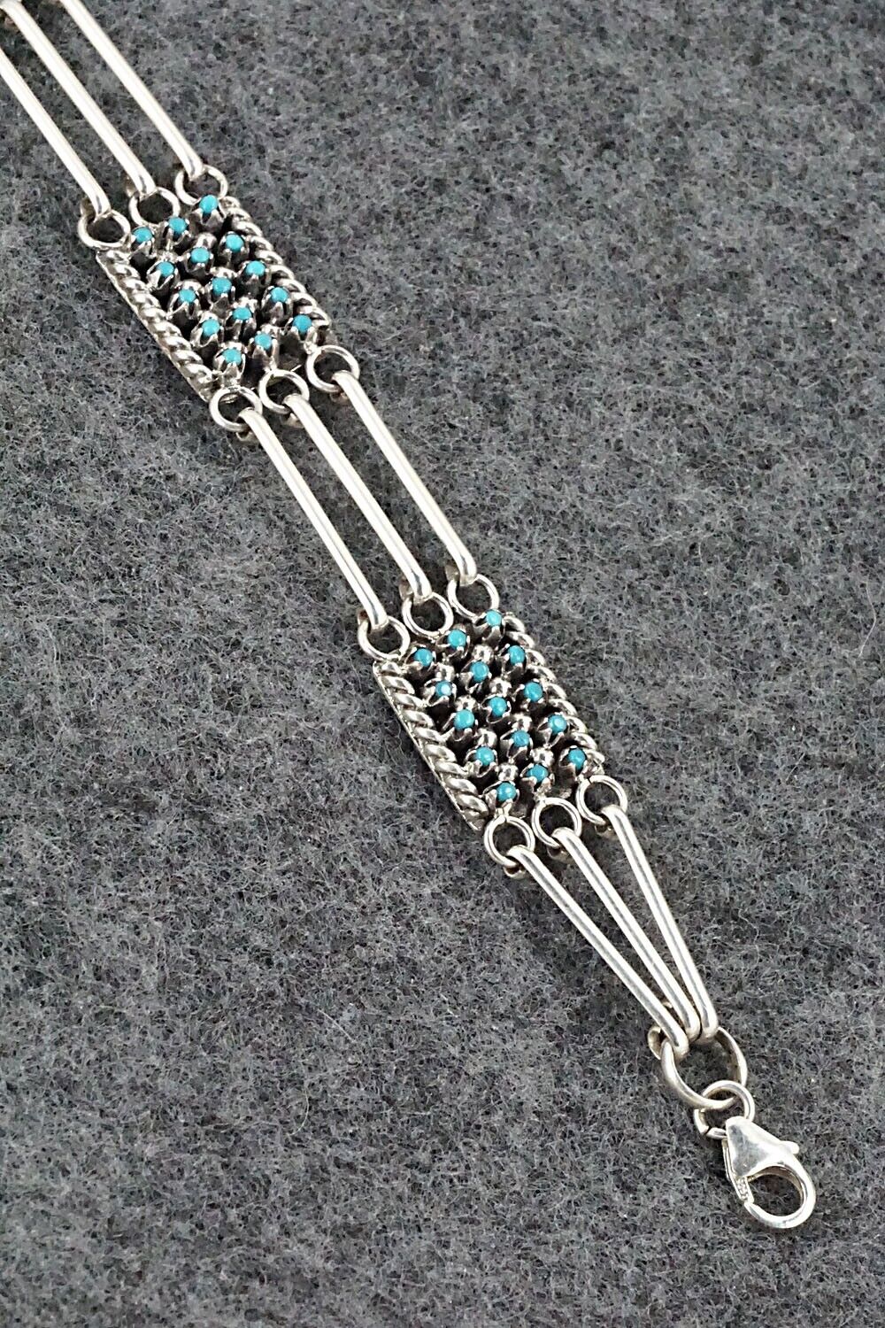 Turquoise & Sterling Silver Link Bracelet - Justin Amesoli