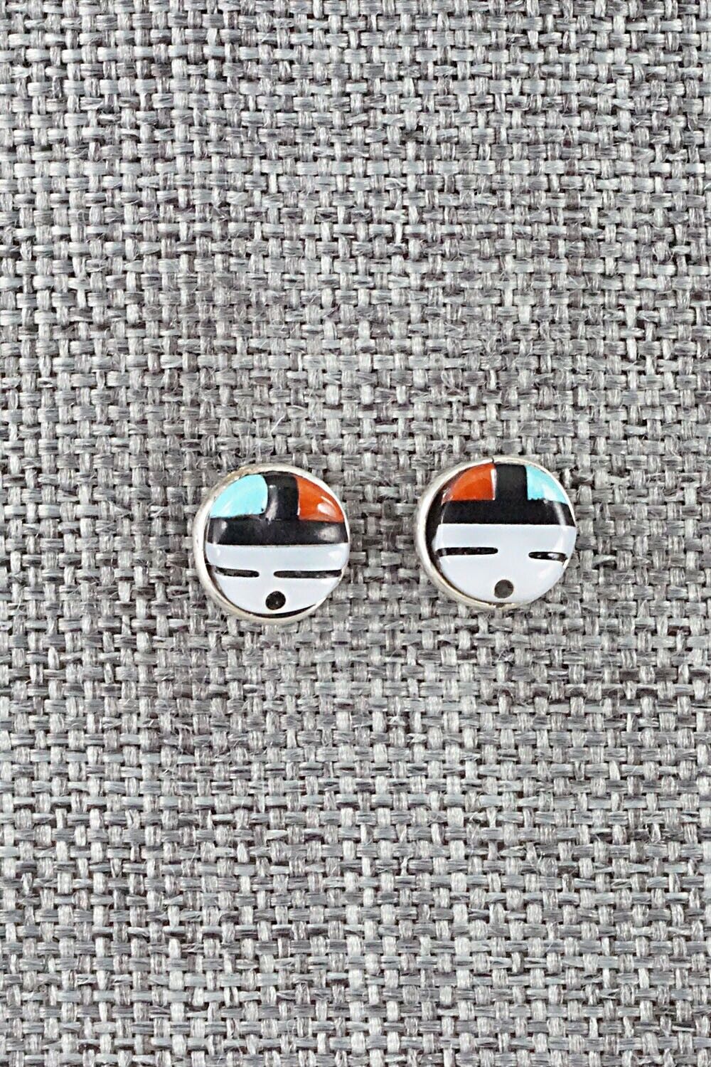 Multi Stone Inlay & Sterling Silver Earrings - Judith Homer