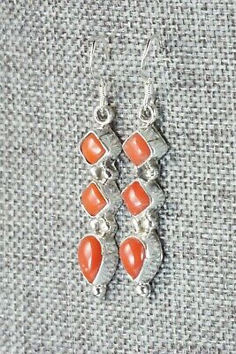 Coral and Sterling Silver Earrings - Robert Martinez