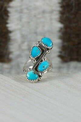 Navajo 4 Stone Turquoise and Sterling Silver Ring - Roberta Begay - 6.75 - High Lonesome Trading