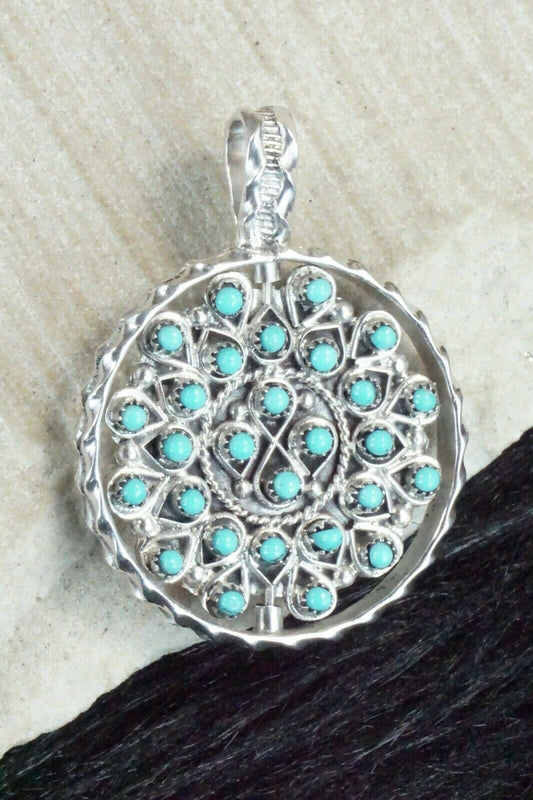 Coral, Turquoise & Sterling Silver Pendant - Wayne Johnson Sr.