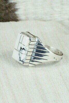 Inlay White Buffalo & Sterling Silver Ring - Ray Jack - Size 13 - High Lonesome Trading