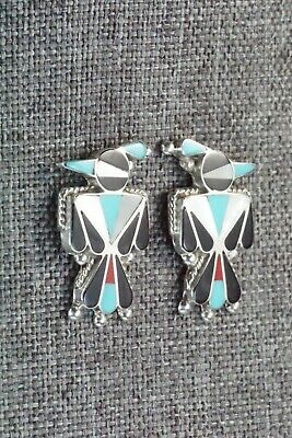 Multi Stone Inlay & Sterling Silver Earrings - Fabian Cellicion