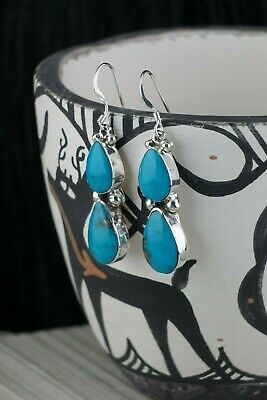 Navajo Turquoise & Sterling Silver Earrings - Irvin Tsosie - High Lonesome Trading