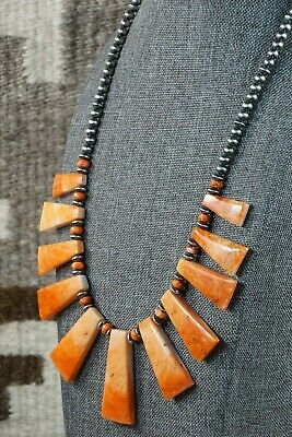 Spiny Oyster & Sterling Silver Necklace - Louise Joe - Navajo - High Lonesome Trading