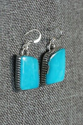 Navajo Turquoise & Sterling Silver Earrings - Alvin Joe - High Lonesome Trading