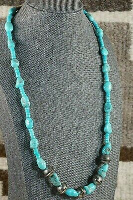 Navajo Turquoise & Sterling Silver Necklace - Native American - High Lonesome Trading
