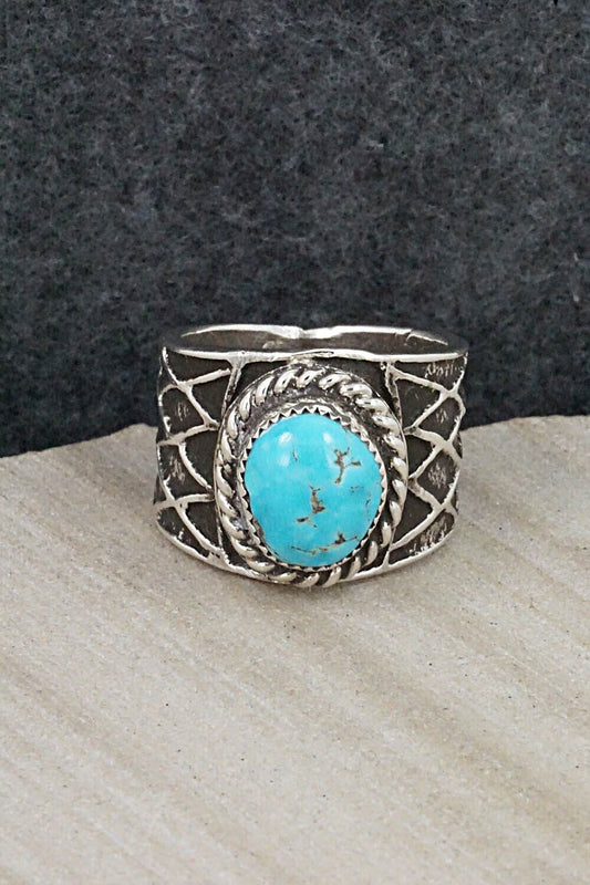 Turquoise & Sterling Silver Ring - Delbert Arviso - Size 10.5
