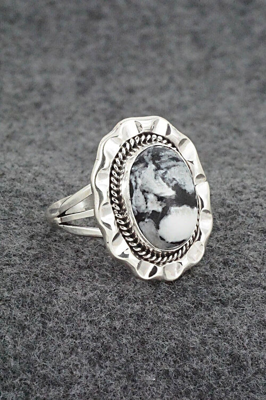 White Buffalo & Sterling Silver Ring - Samuel Yellowhair - Size 8.75
