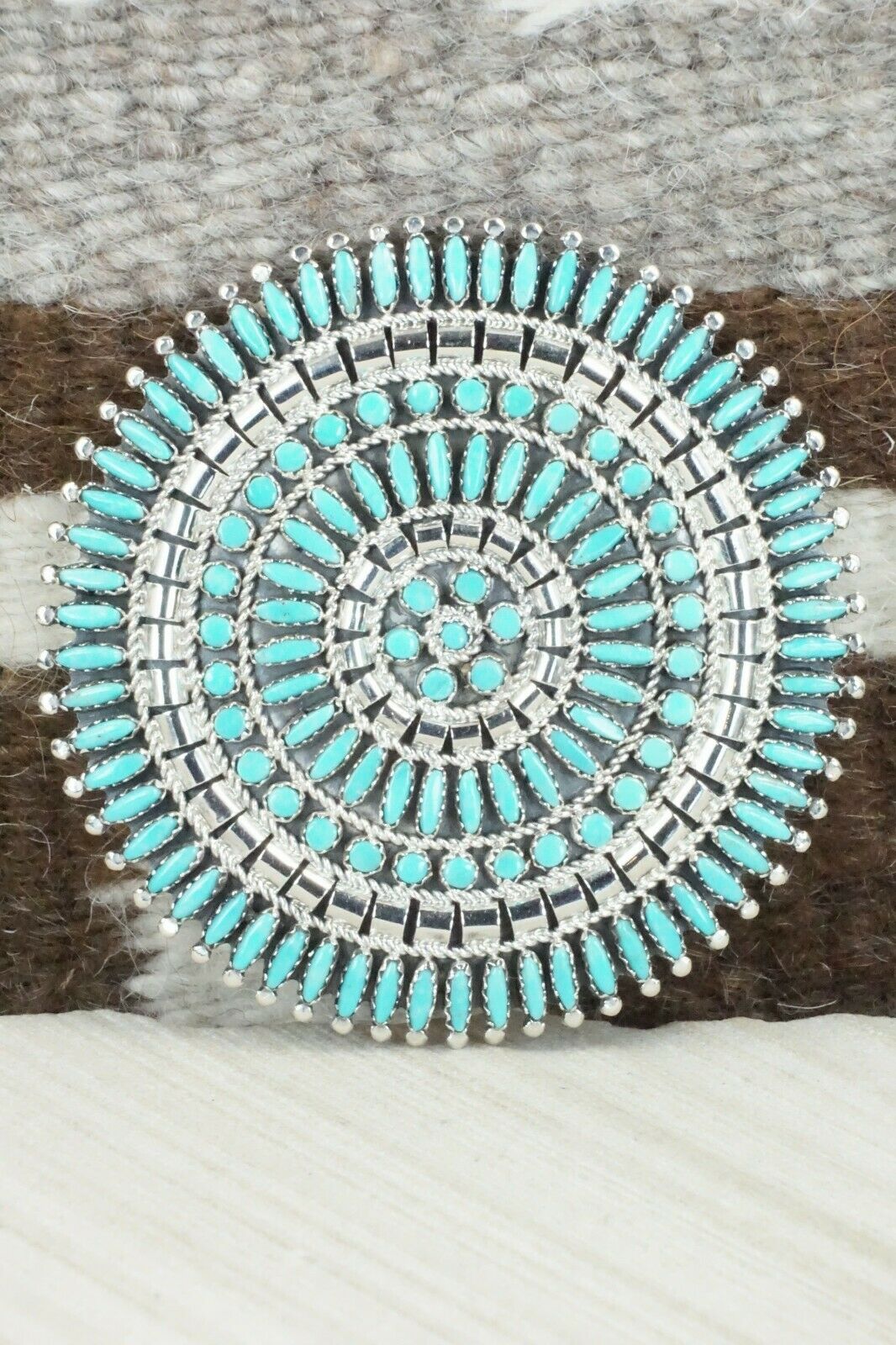 Turquoise & Sterling Silver Pendant/ Pin - Nathaniel Nez