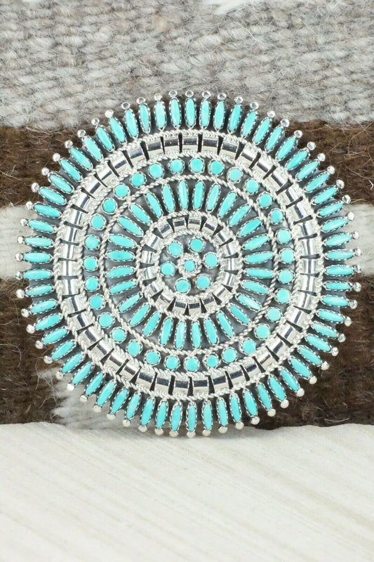 Turquoise & Sterling Silver Pendant/ Pin - Nathaniel Nez