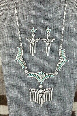 Turquoise & Sterling Silver Necklace and Earrings Set - Rosa Fambrough