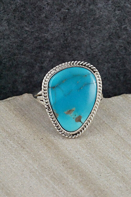 Turquoise & Sterling Silver Ring - Alice Rose Saunders - Size 8