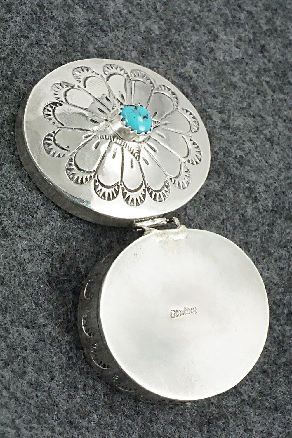 Turquoise & Sterling Silver Pill Box - Elouise Curtis