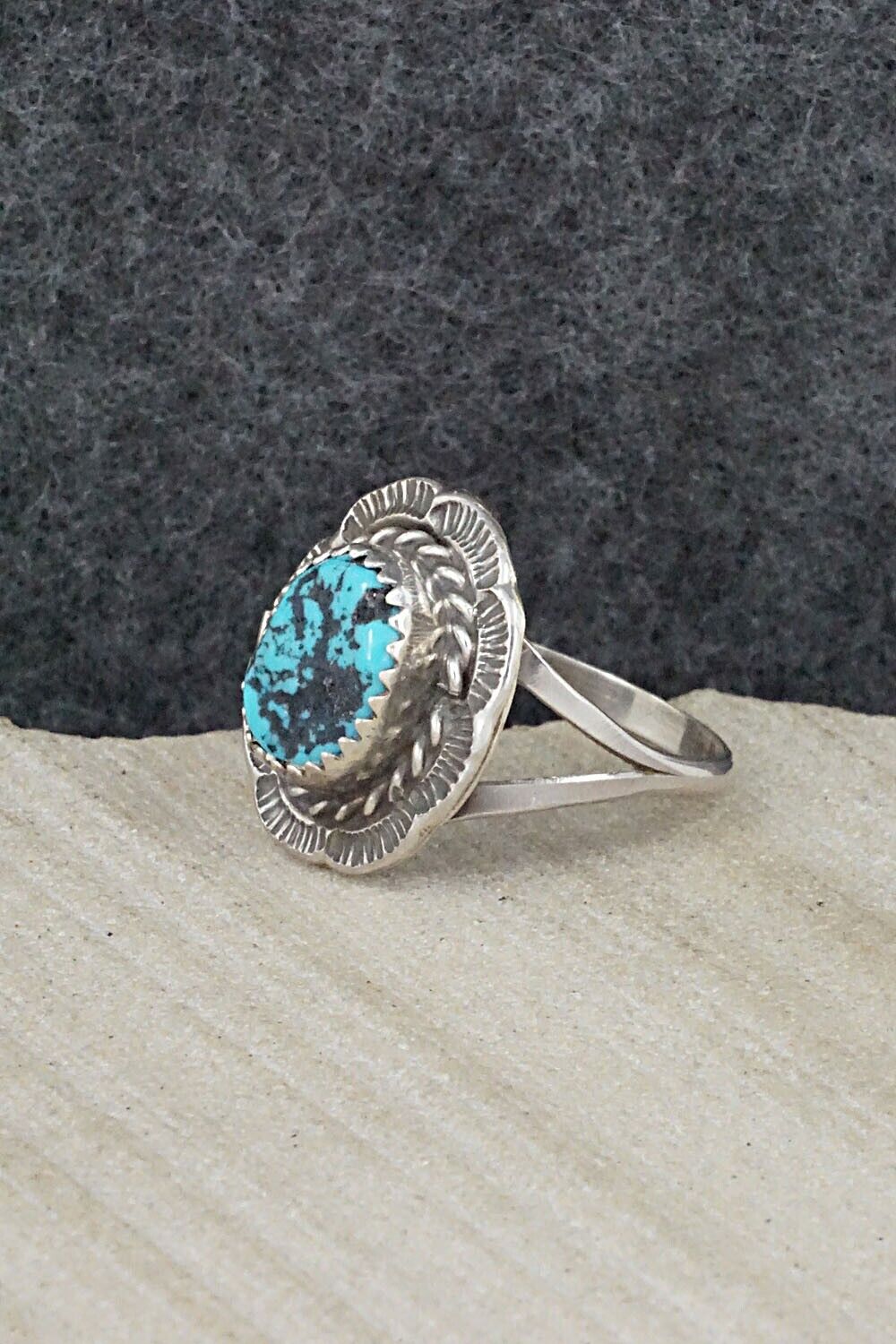 Turquoise & Sterling Silver Ring - Freda Martinez - Size 8