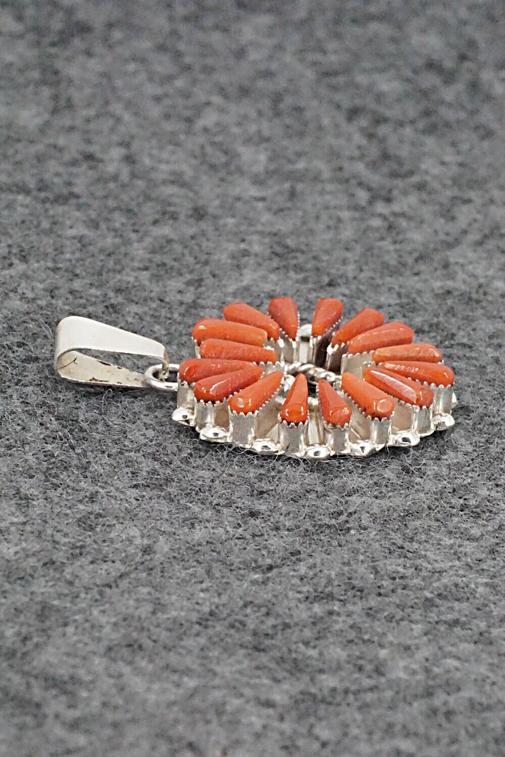 Coral & Sterling Silver Pendant - Rebecca Laate