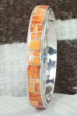 Spiny Oyster & Sterling Silver Bangle Bracelet - Ricky Booqua - High Lonesome Trading