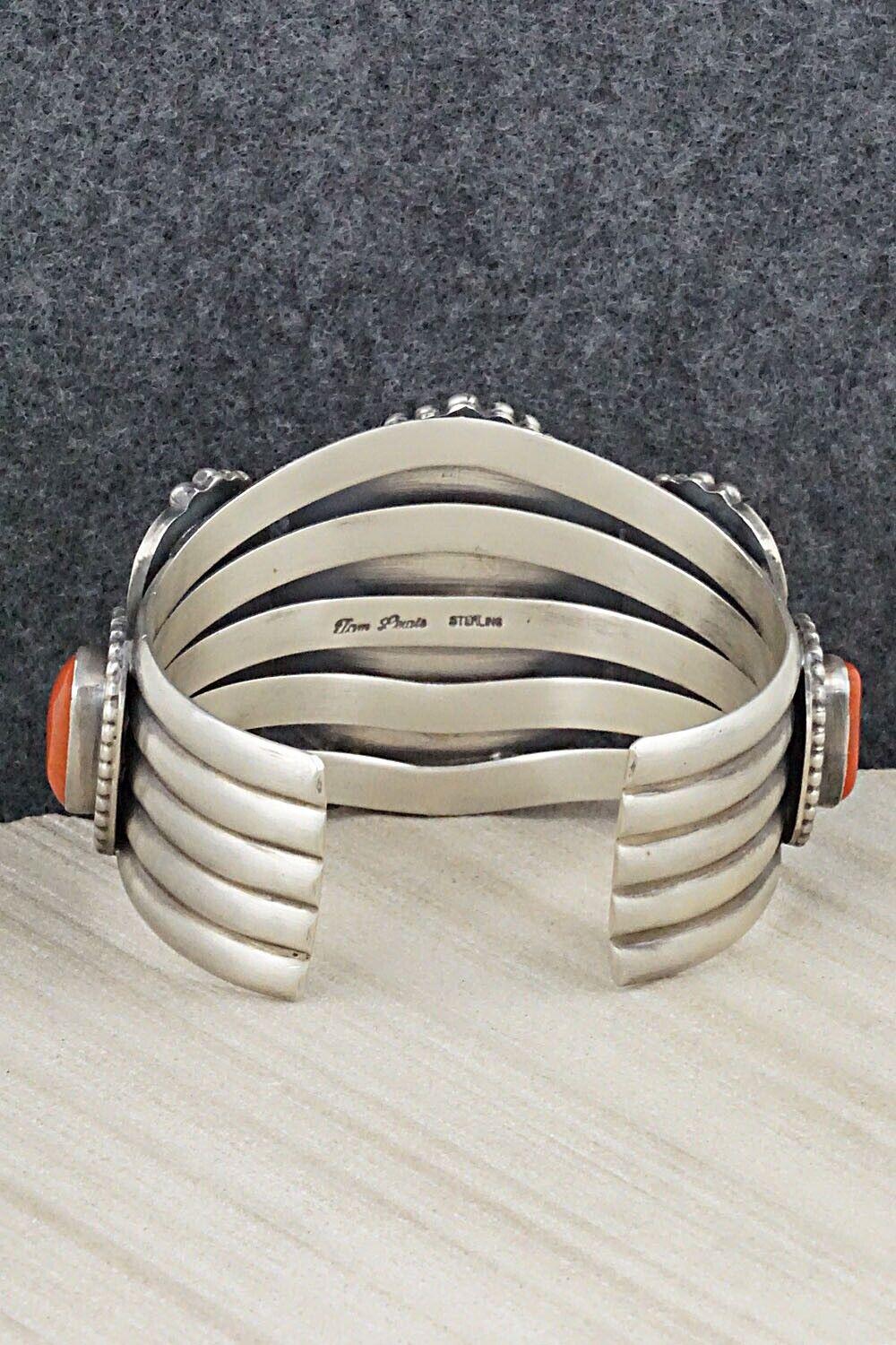 Turquoise, Coral and Sterling Silver Bracelet - Tom Lewis