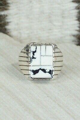 Inlay White Buffalo & Sterling Silver Ring - Ray Jack - Size 9.5 - High Lonesome Trading