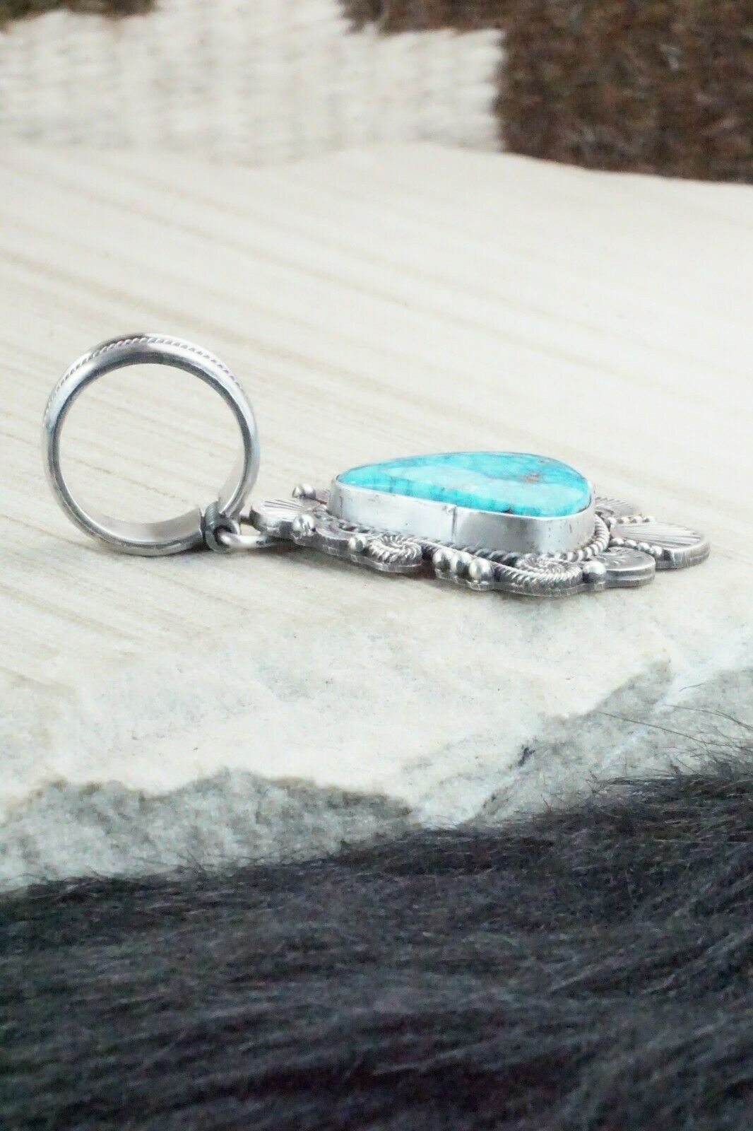 Turquoise & Sterling Silver Pendant - Michael Calladitto