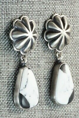 White Buffalo & Sterling Silver Earrings - Lyle Piaso
