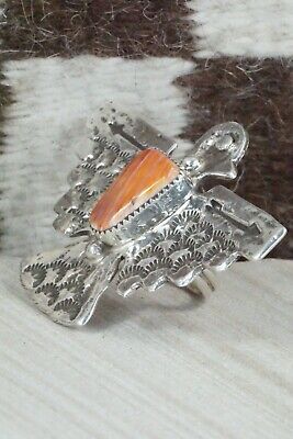 Spiny Oyster & Sterling Silver Ring - Delbert Arviso - Size 9
