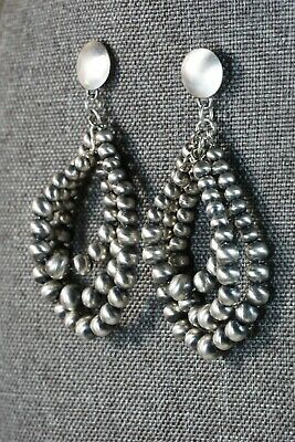Navajo Sterling Silver Earrings - Jan Mariano - High Lonesome Trading