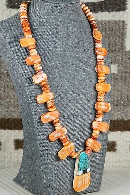 Santo Domingo Spiny Oyster & Turquoise Necklace - Lupe Lovato