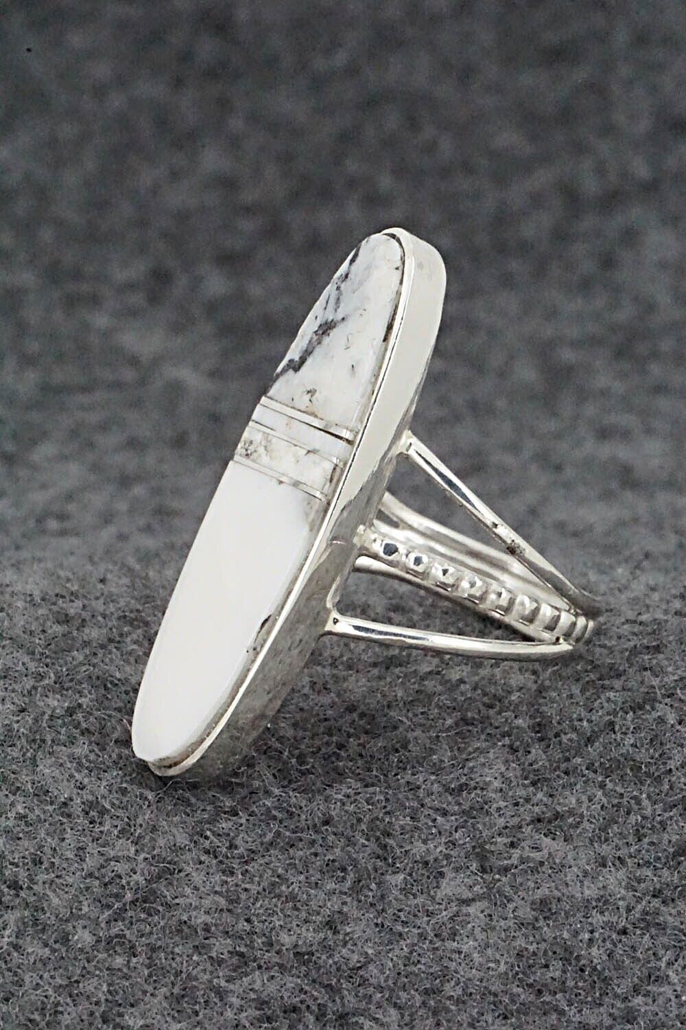White Buffalo & Sterling Silver Ring - Harold Smith - Size 8