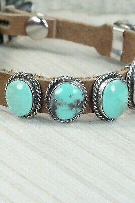 7 Stone Turquoise, Sterling Silver and Leather Bracelet - Jimmy Emerson - High Lonesome Trading