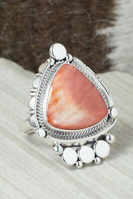 Spiny Oyster & Sterling Silver Ring - Daniel Benally - Size 10.25