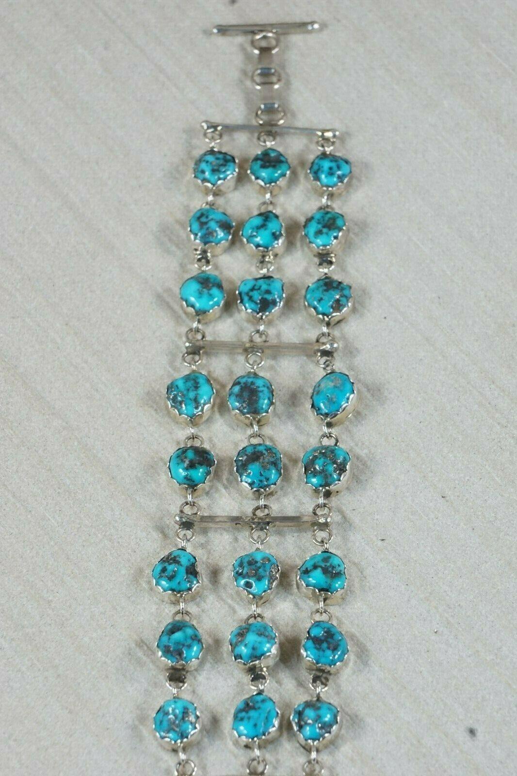 Navajo Turquoise and Sterling Silver Bracelet - Anthony Skeets - High Lonesome Trading