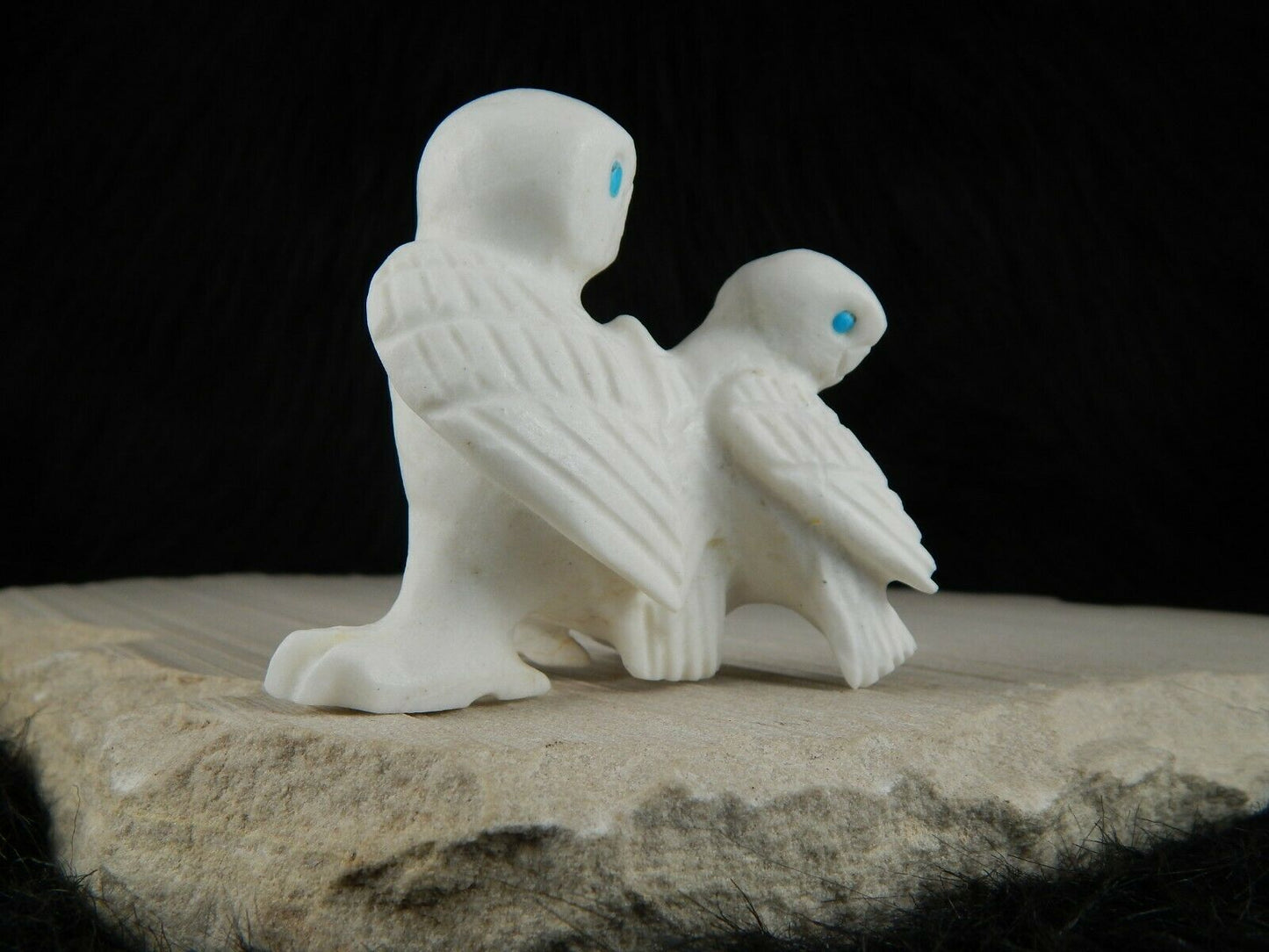 Owls Zuni Fetish Carving - Albert Eustace Sr - High Lonesome Trading