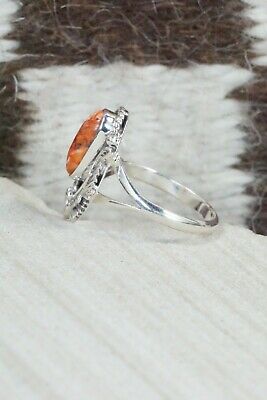 Spiny Oyster and Sterling Silver Ring - Genevieve Frank - Size 7.5