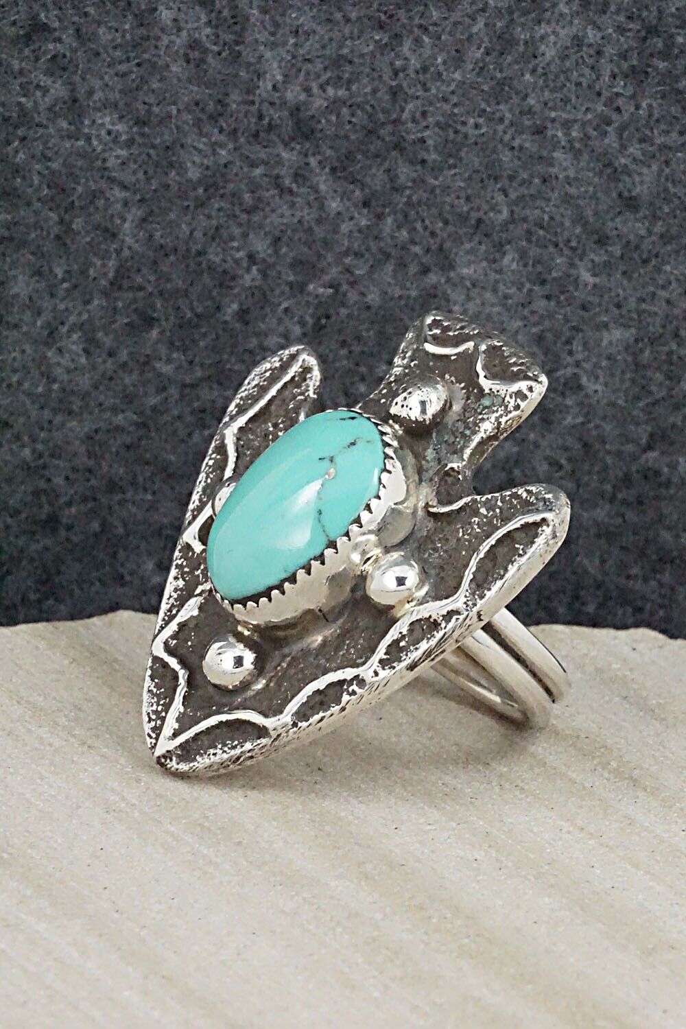 Turquoise & Sterling Silver Ring - Delbert Arviso - Size 8.25