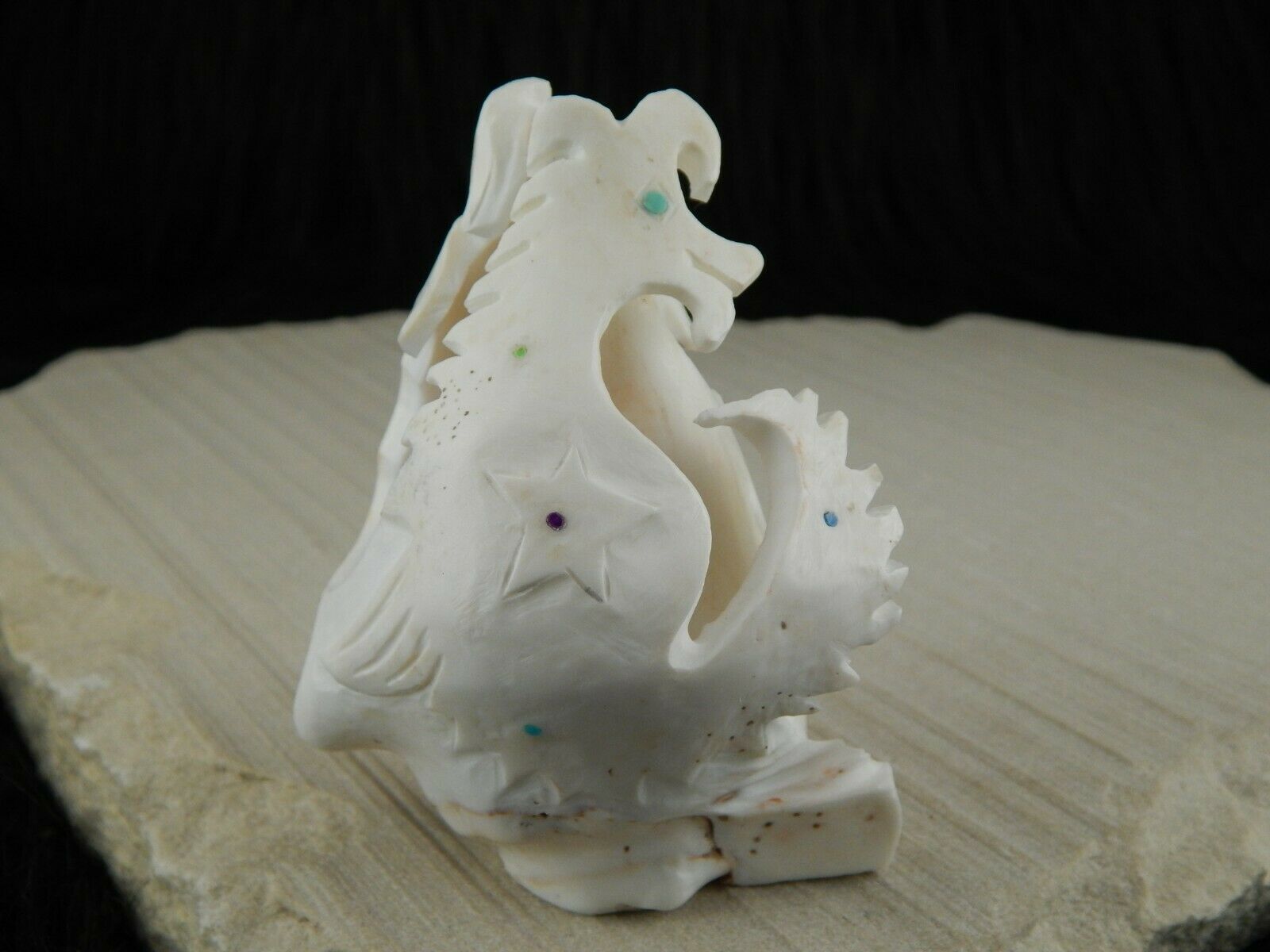 Sea Horse Zuni Fetish Carving - Vaughn Kaskalla - High Lonesome Trading