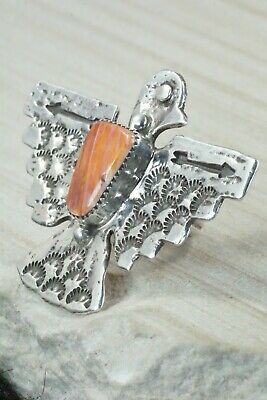Spiny Oyster & Sterling Silver Ring - Delbert Arviso - Size 9
