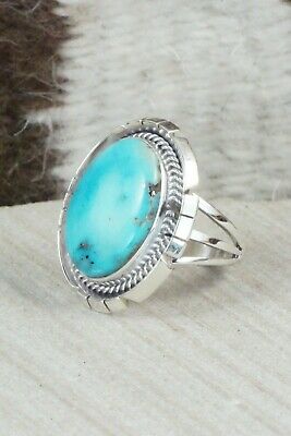 Turquoise & Sterling Silver Ring - Samuel Yellowhair - Size 7.5