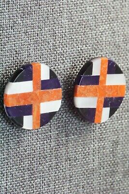Multi Stone Inlay & Sterling Silver Earrings - Chaslyn Crespin