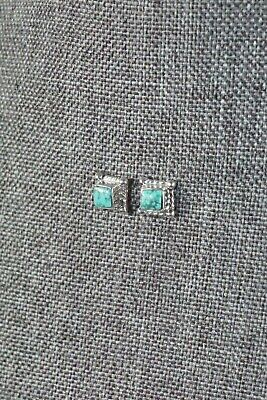 Navajo Turquoise & Sterling Silver Earrings - Jacinda Bodie