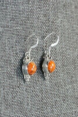 Spiny Oyster & Sterling Silver Earrings - Elaine Shirley - Navajo
